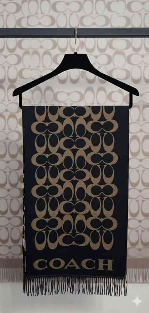 Black/Brown Coach Signature Black C Border Stole