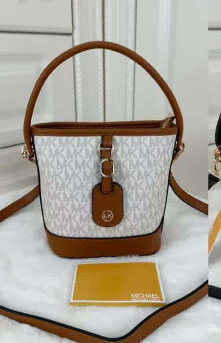 White Michael Kors Pink Medium Bucket Bag