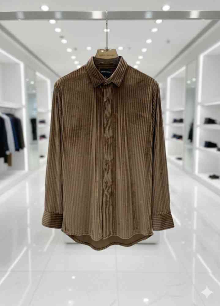 Emporio Armani Brown Premium Quality Velvet Shirt-1