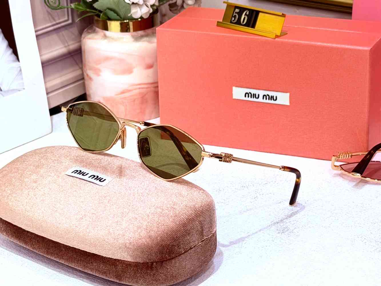 Brown Miu Miu Pink Premium Women's Sunglasses