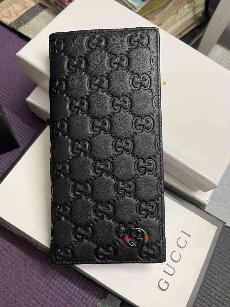 Gucci GG Supreme Monogram Black Long Wallet-thumb-0