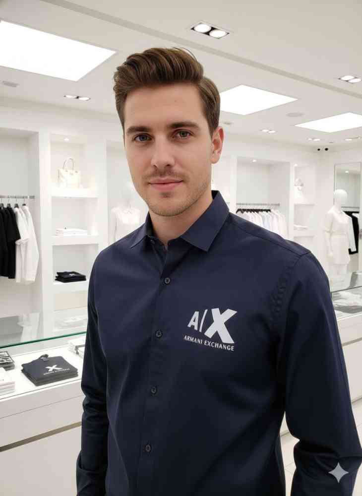 Armani Exchange Blue Premium Qualiy Cotton Shirt-2