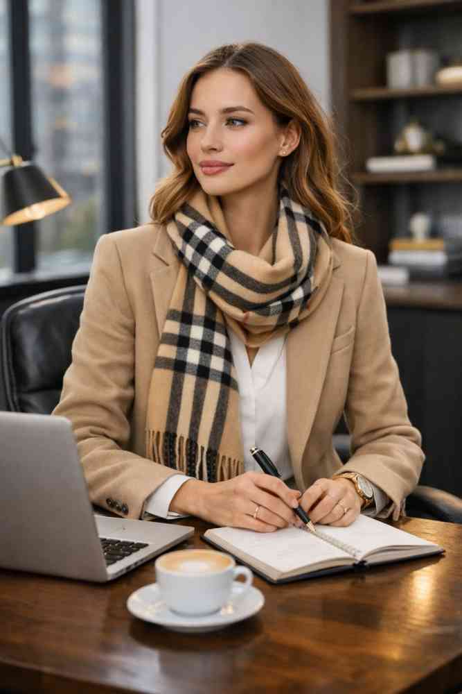 Burberry Check Cashmere Brown Stole-thumb-1