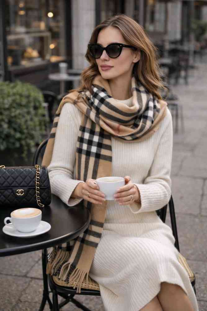 Burberry Check Cashmere Brown Stole-thumb-2