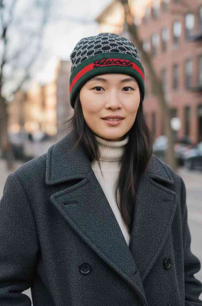 Gucci Monogram Black Premium Edition Cashmere Beanie-thumb-0