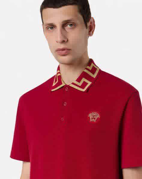 Red Versace White Premium Quality Polo T-shirt
