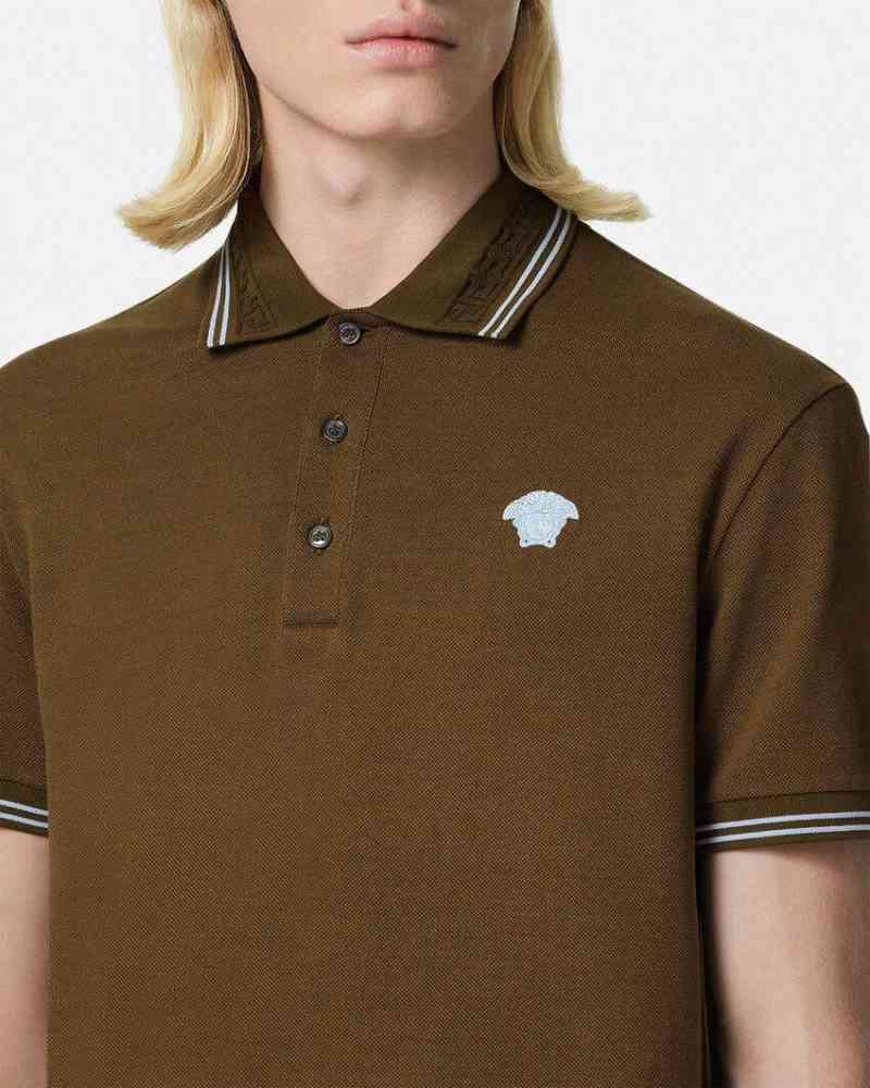 Brown Versace White Premium Quality Polo T-shirt