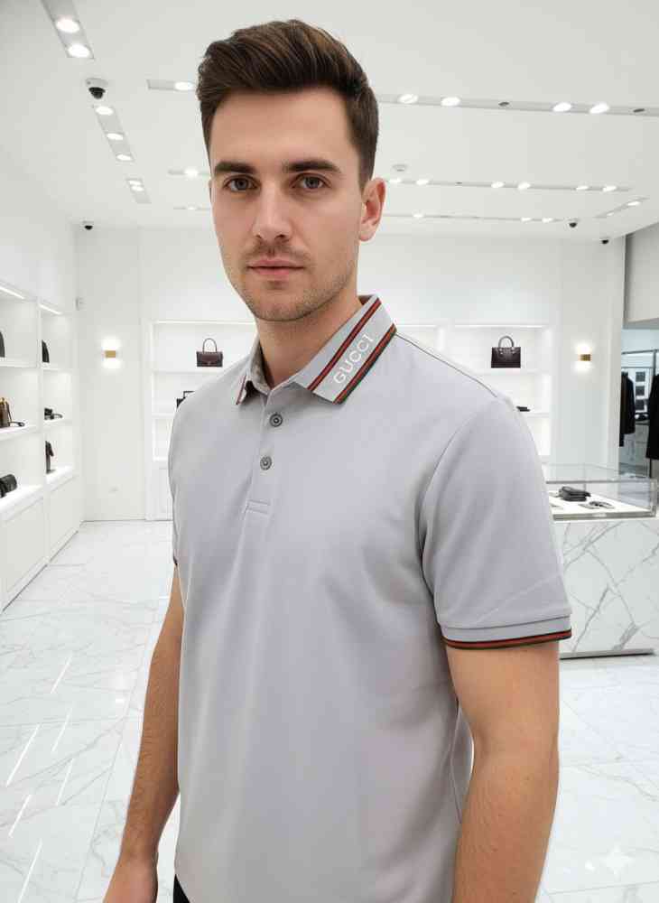 Sky blue Gucci Beige Premium Quality Polo T-shirt