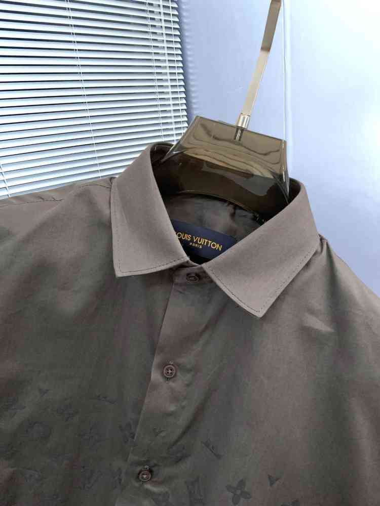 Louis Vuitton Monogram Dark grey Premium Cotton Shirt-thumb-3
