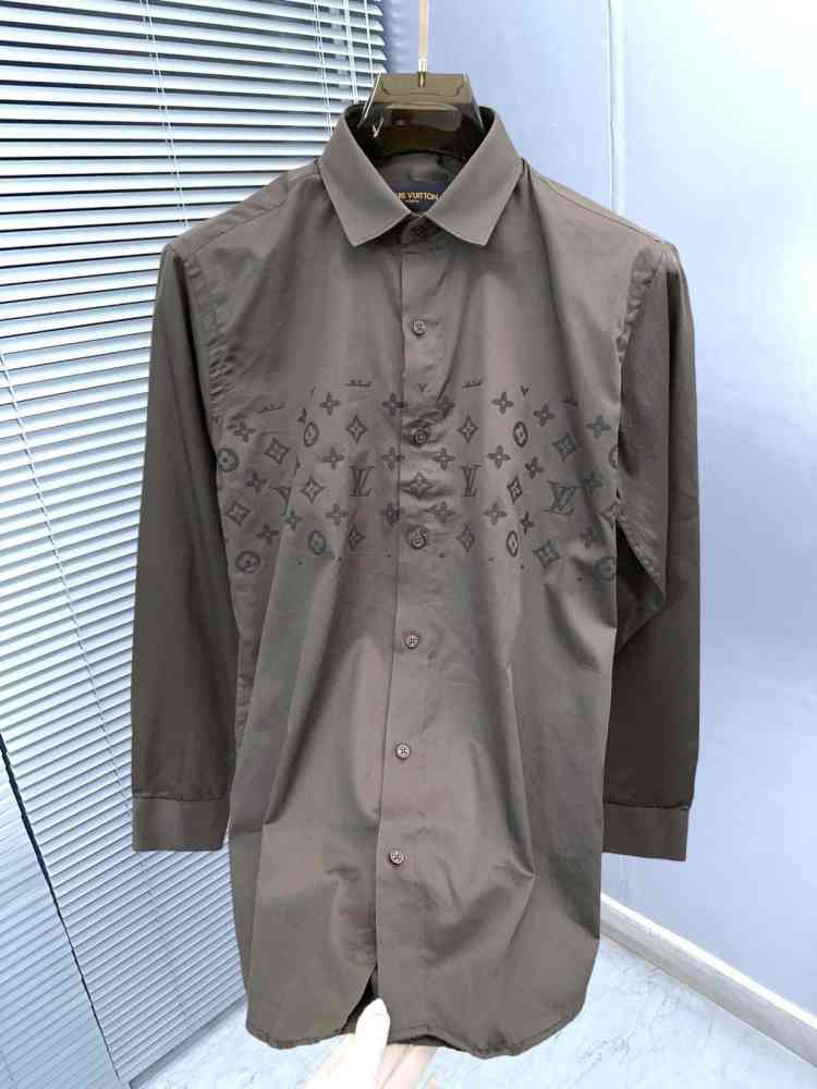 Louis Vuitton Monogram Dark grey Premium Cotton Shirt-thumb-2