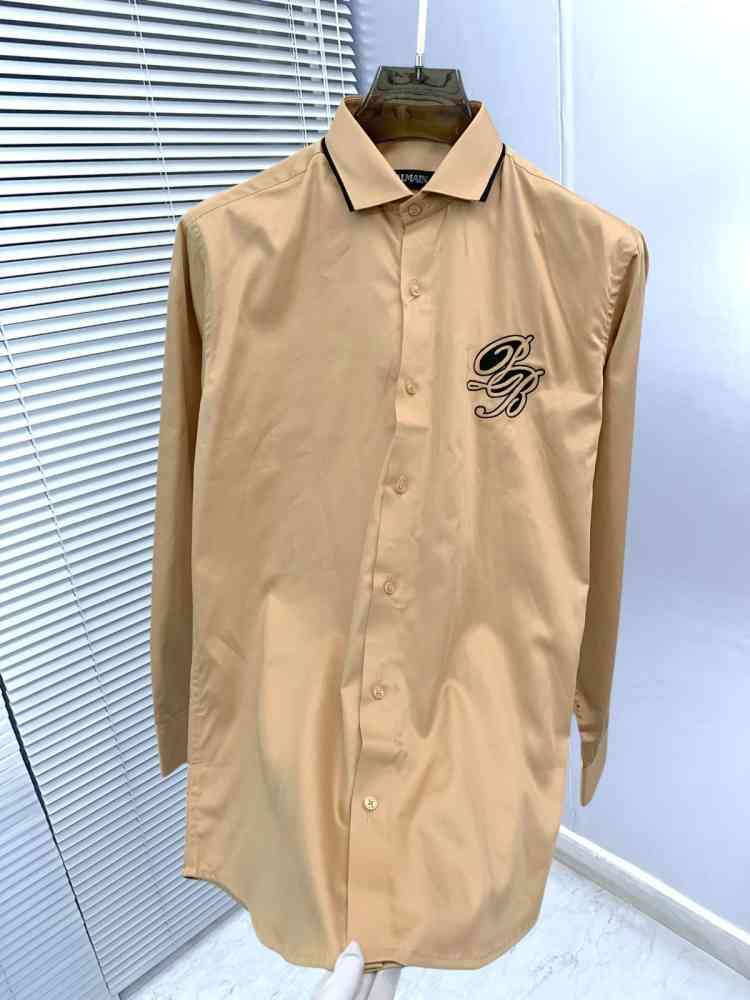 Balmain Embroidered Brown Premium Cotton Shirt-2