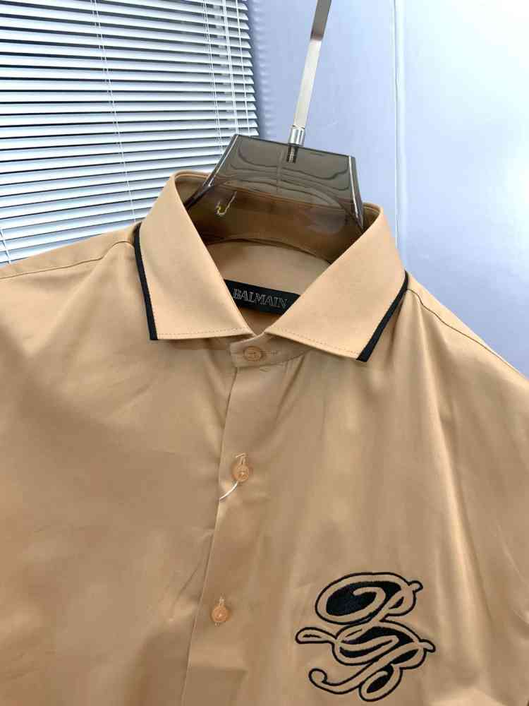 Balmain Embroidered Brown Premium Cotton Shirt-3