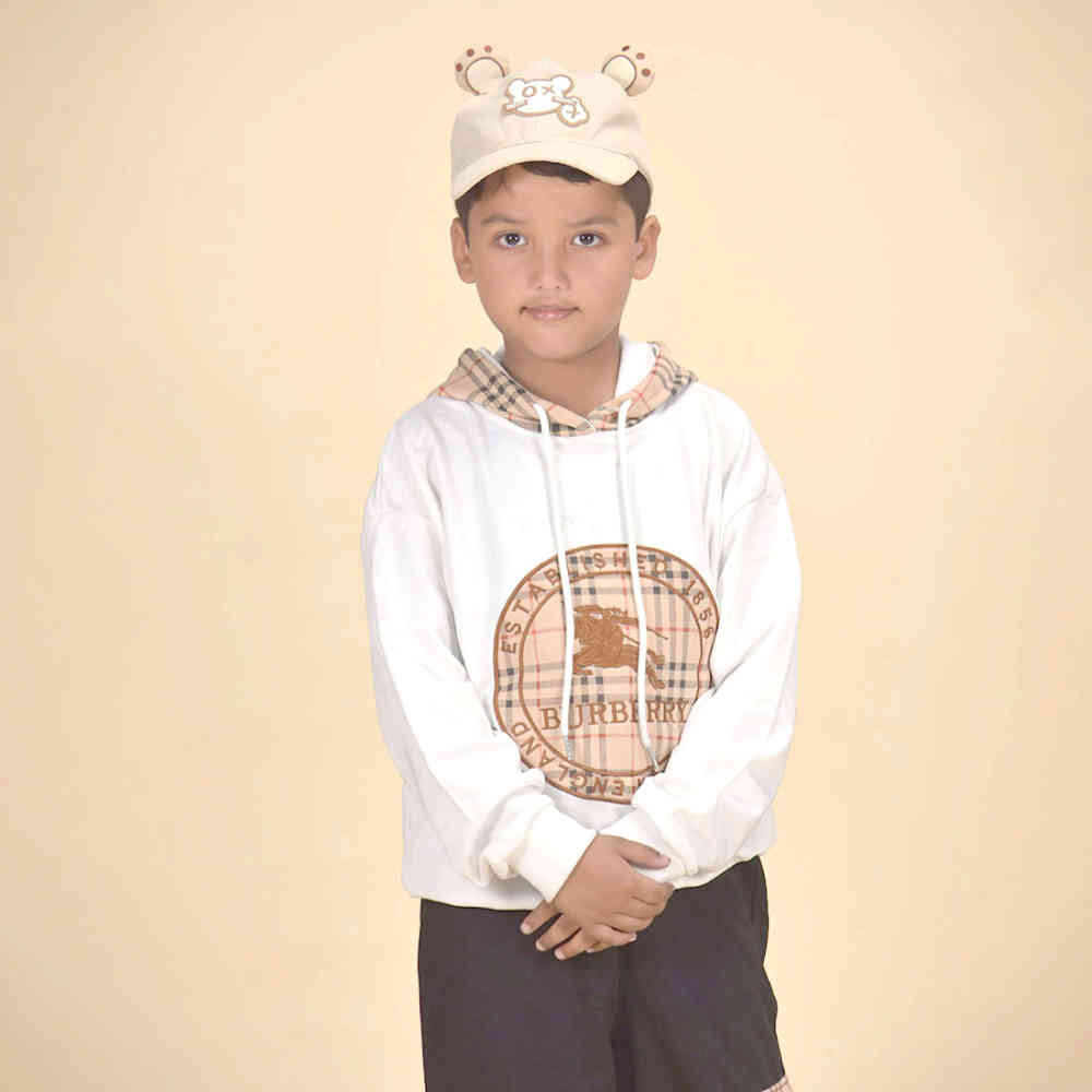 Burberry Embroidered Logo White Premium Quality Kids Co-Ord Set-3