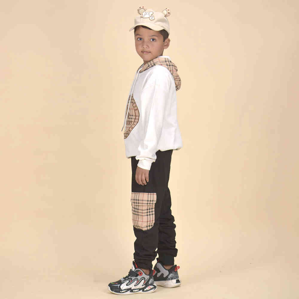 Burberry Embroidered Logo White Premium Quality Kids Co-Ord Set-1