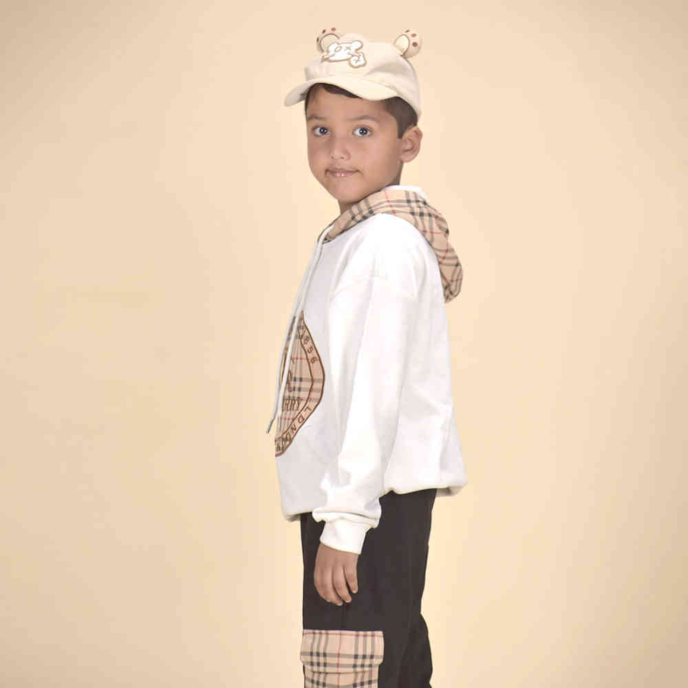 Burberry Embroidered Logo White Premium Quality Kids Co-Ord Set-4