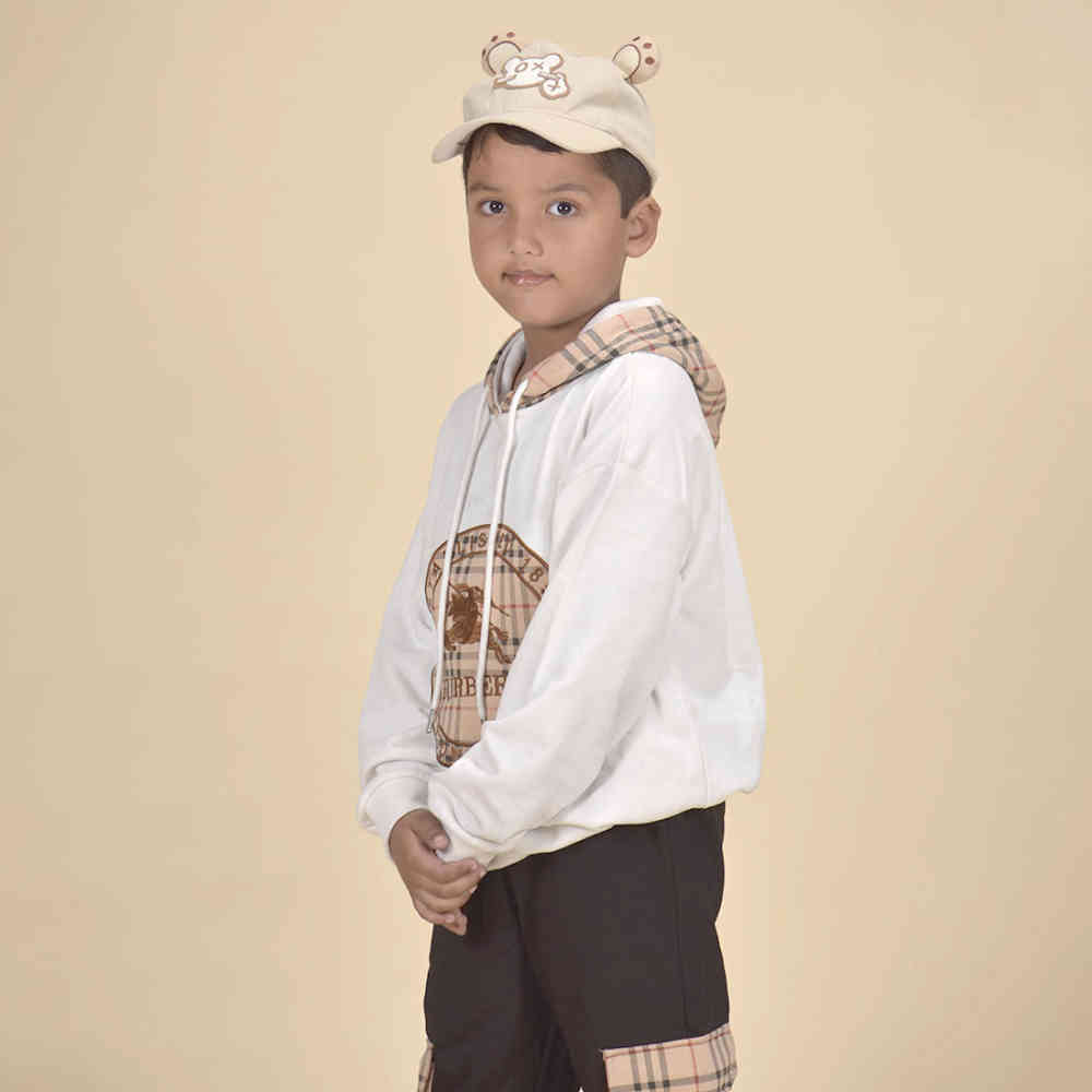 Burberry Embroidered Logo White Premium Quality Kids Co-Ord Set-5