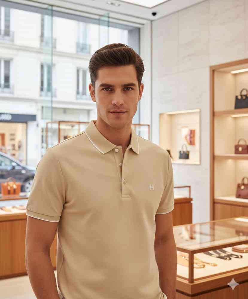 Beige Hermes White Premium Quality T-shirt