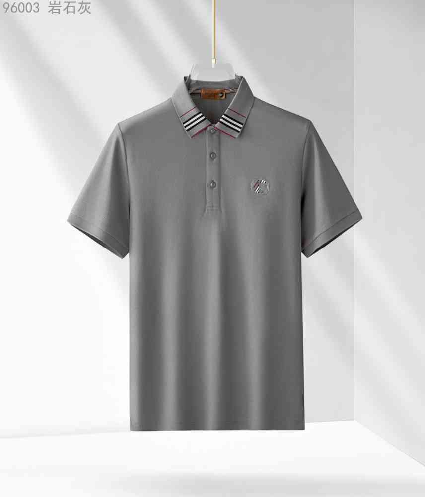 Grey Burberry Embroidered logo Blue Premium Polo T-shirt