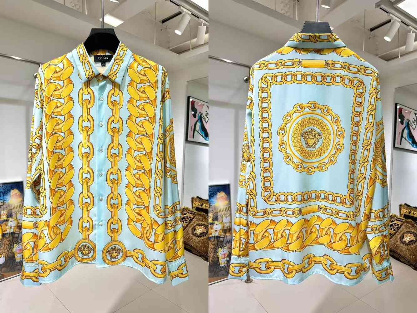 Golden Versace Black Premium Quality Cotton Shirt