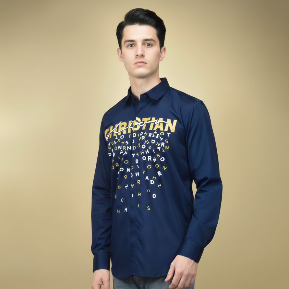 Blue Dior White Premium Quality Cotton Shirt