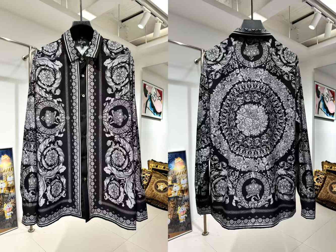 Black Versace White Premium Quality Cotton Shirt