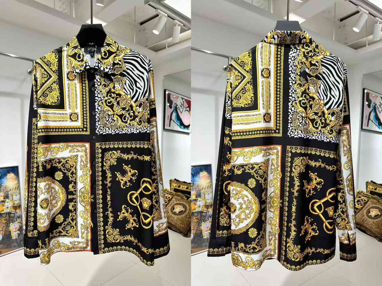 Black Versace Blue Premium Quality Cotton Shirt