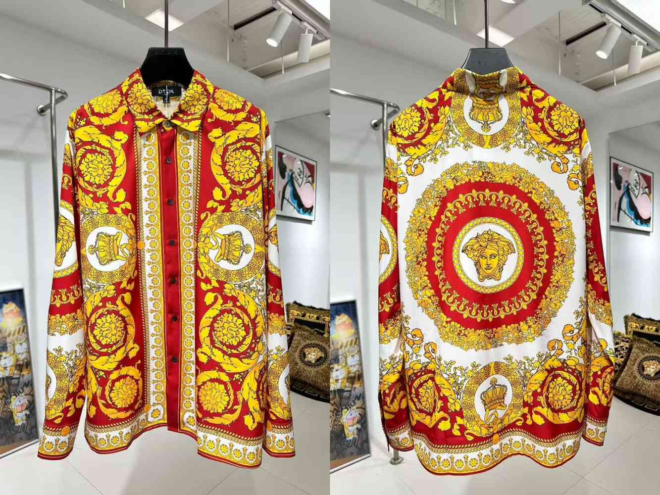 Red Versace White Premium Quality Cotton Shirt