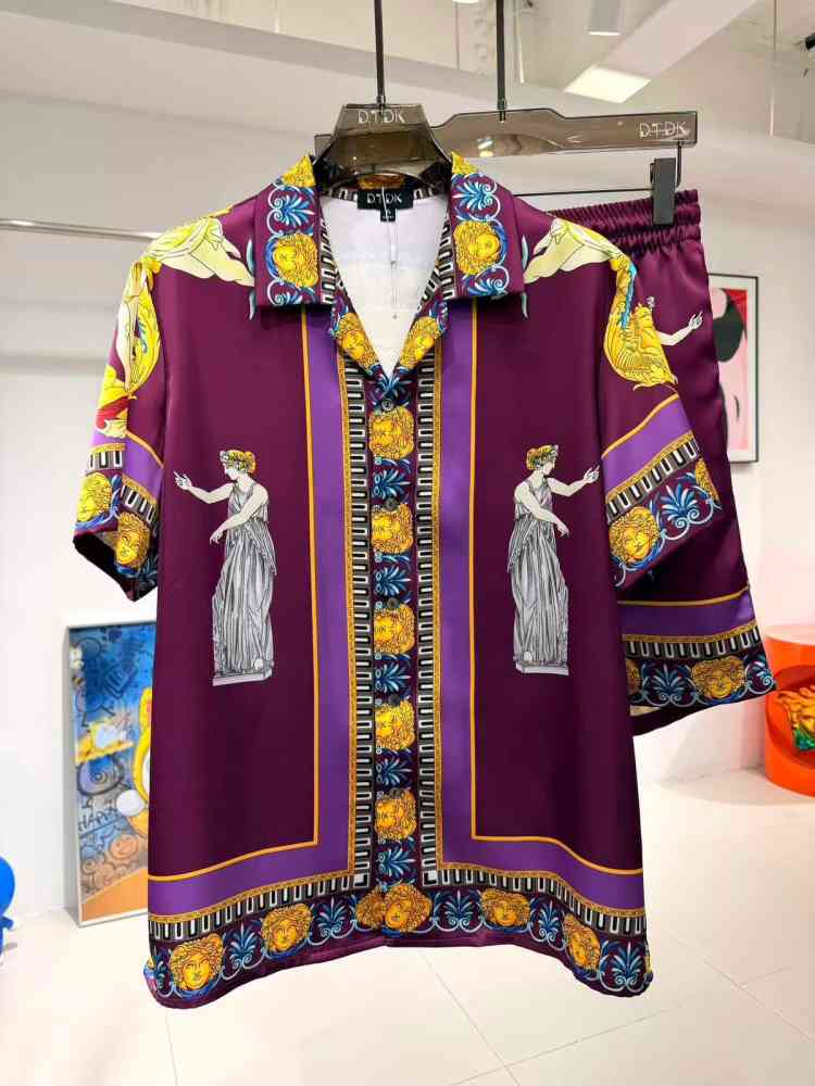 Purple Versace Printed Premium Quality T-shirt & Shorts Combo