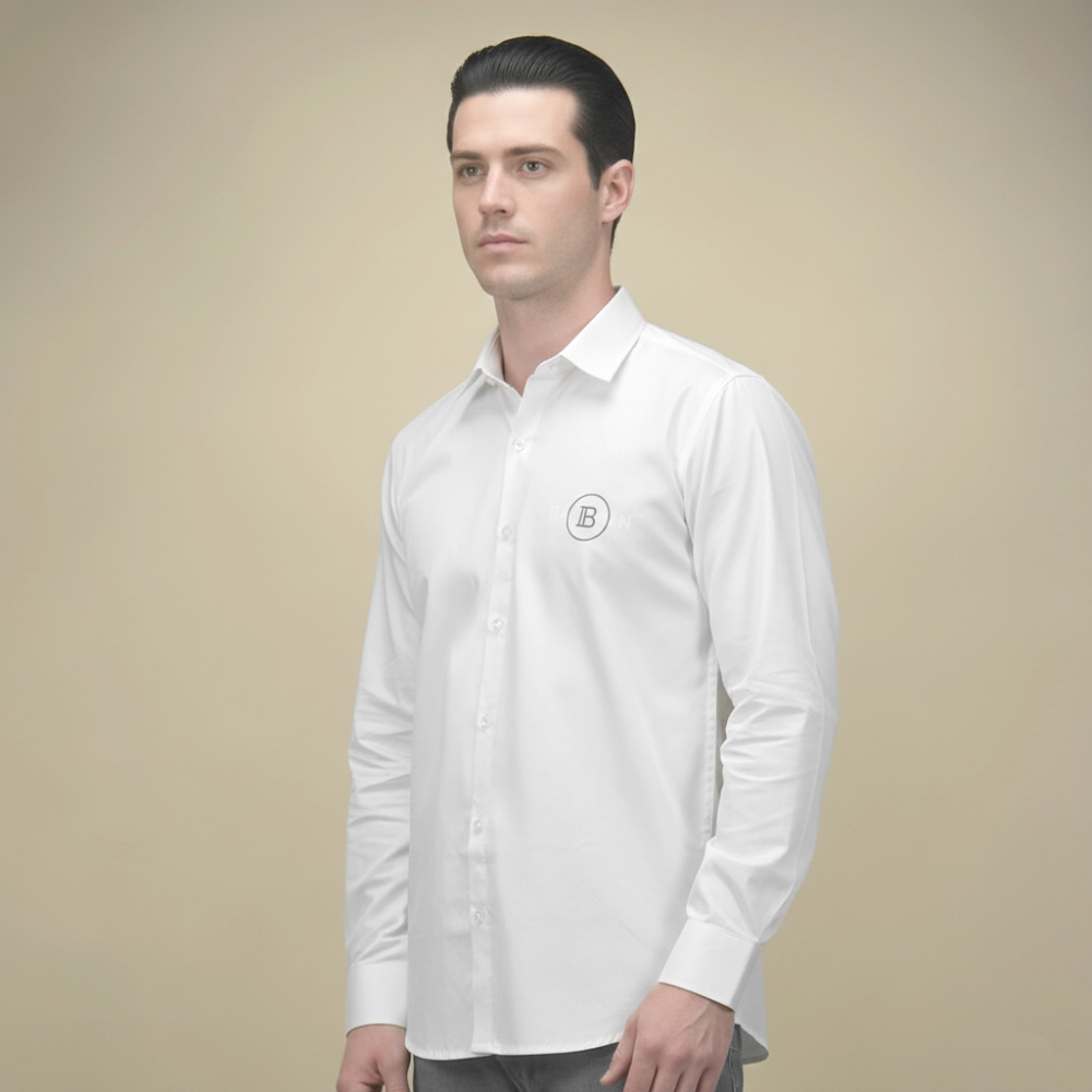 White Balmain logo Print Black Premium Quality Shirt