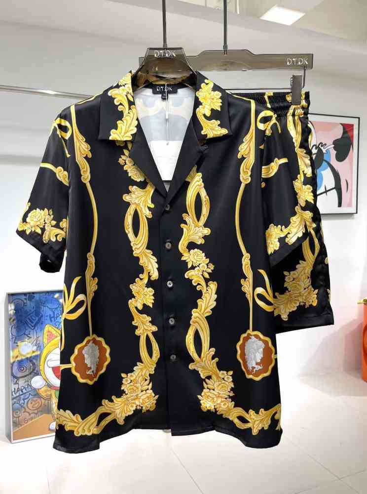 Black Versace Brown Premium Quality T-shirt & Shorts Combo