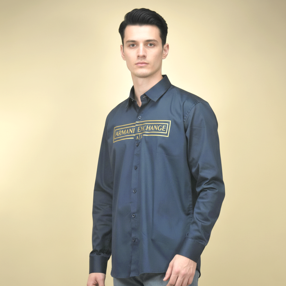 Blue Armani Exchange Black Premium Luxury Shirt
