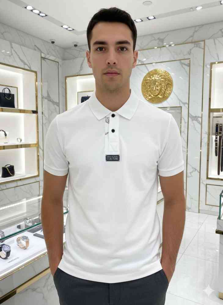 White Versace Brown Premium Quality Polo T-shirt