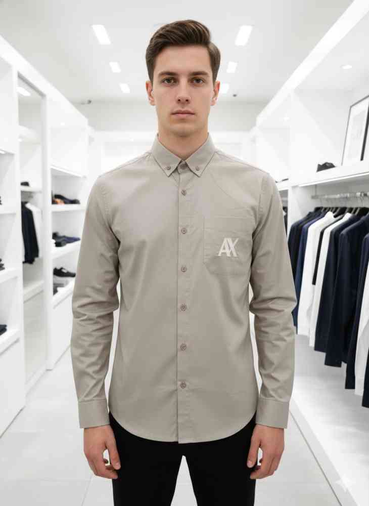 Grey Armani Exchange Green Premium Qualiy Cotton Shirt
