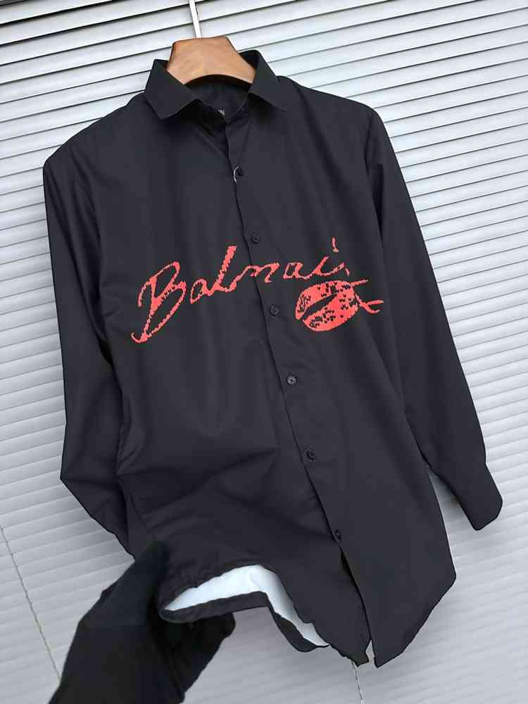 Balmain Embroidered Black Premium Cotton Shirt-1
