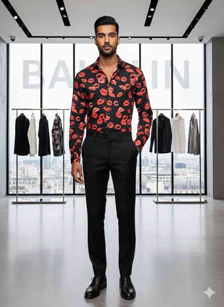 Black Balmain Embroidered White Premium Cotton Shirt
