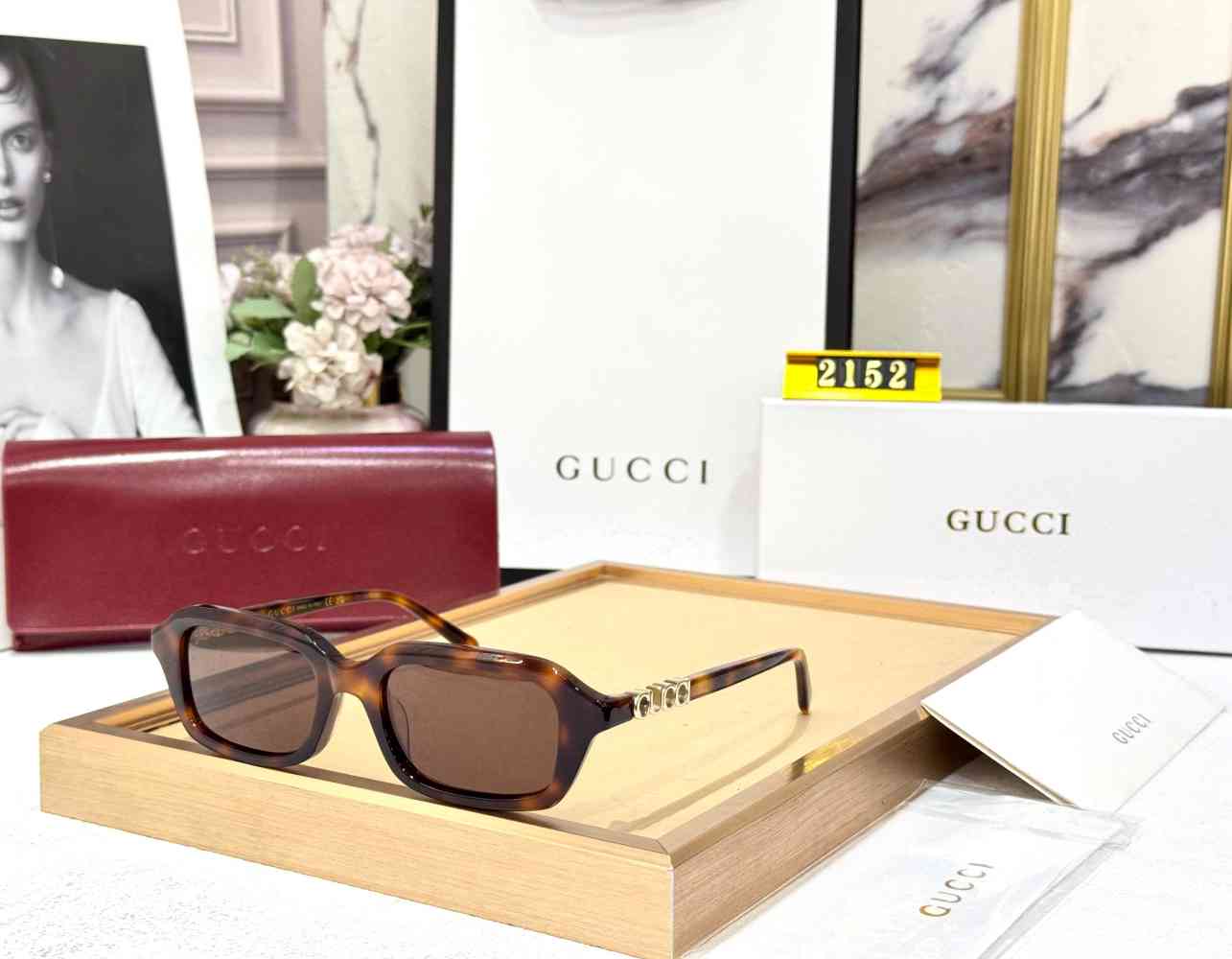 Brown Gucci Black Women's Sunglasses