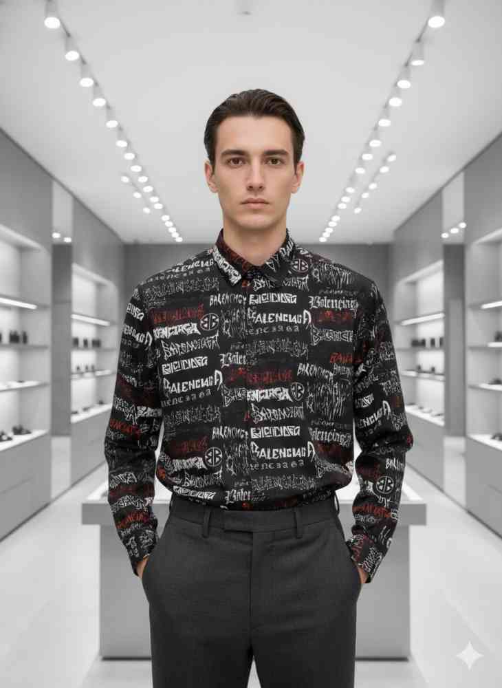 Black Balenciaga White Premium Quality Designer Shirt