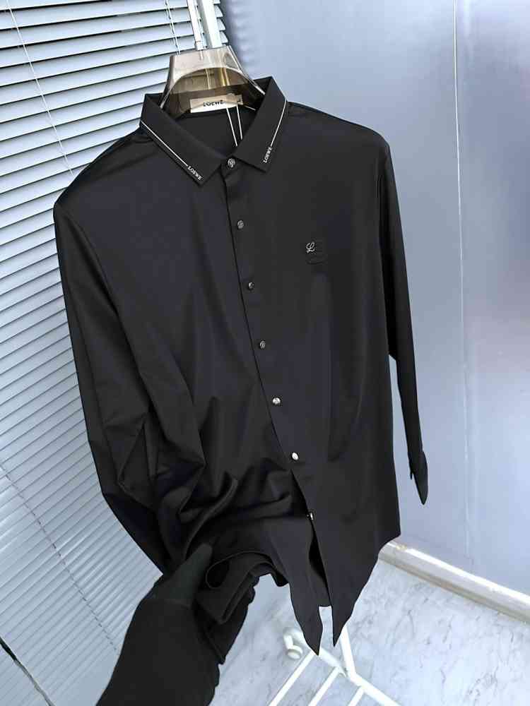 Loewe Embroidered Black Premium Cotton Shirt-1