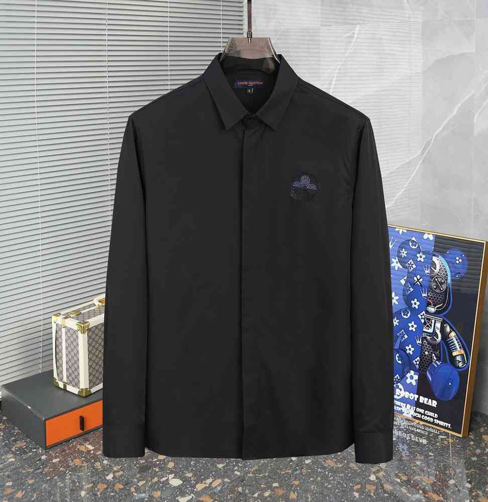 Black Louis Vuitton Monogram White Premium Cotton Shirt