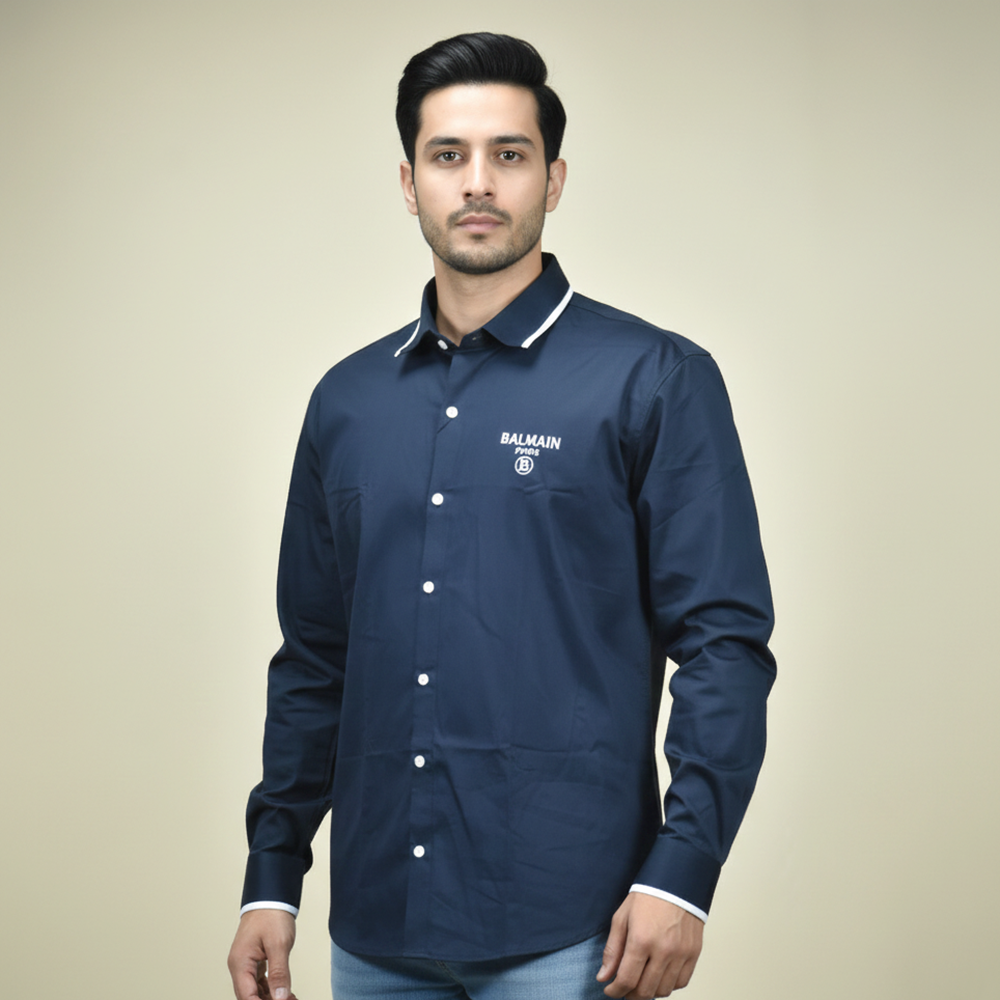 Blue Balmain White Premium Quality Shirt