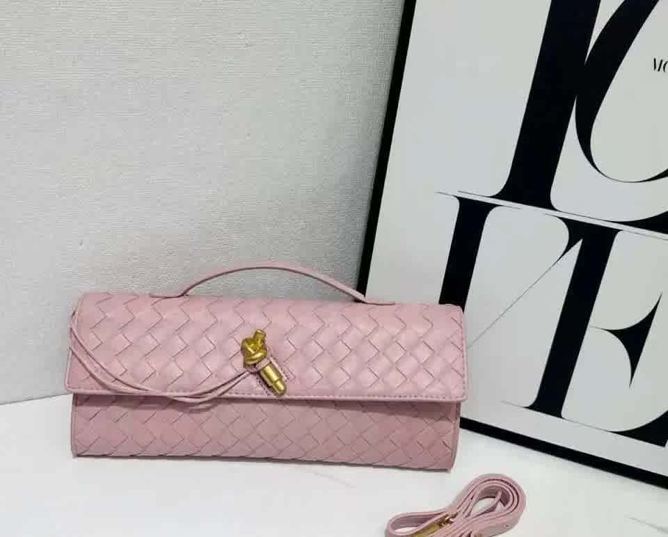 Pink Bottega Veneta Andiamo White Handbag