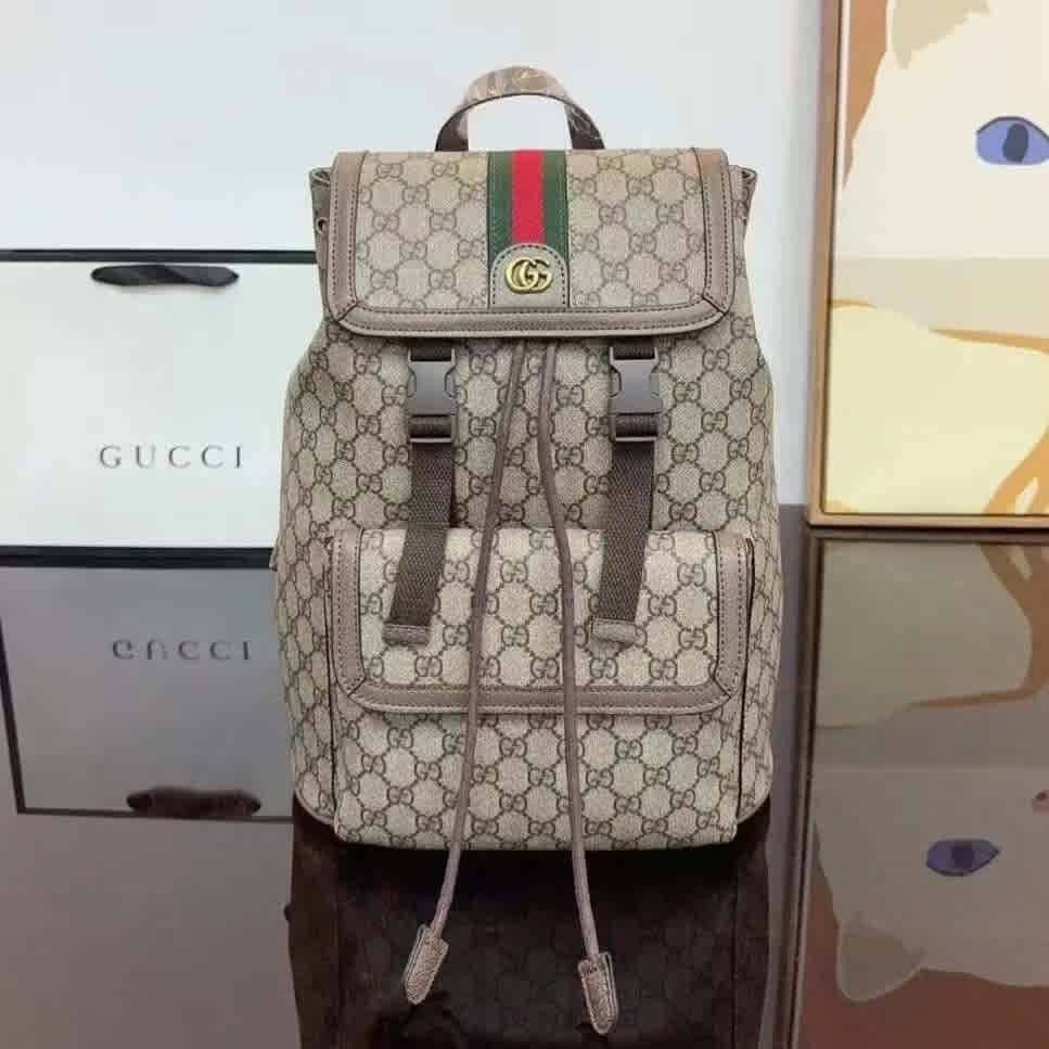 Gucci Brown Ophidia GG Supreme Premium Backpack-thumb-1
