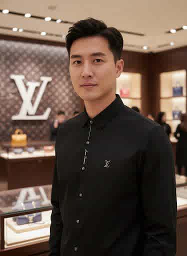 Black Louis Vuitton Monogram White Premium Cotton Shirt