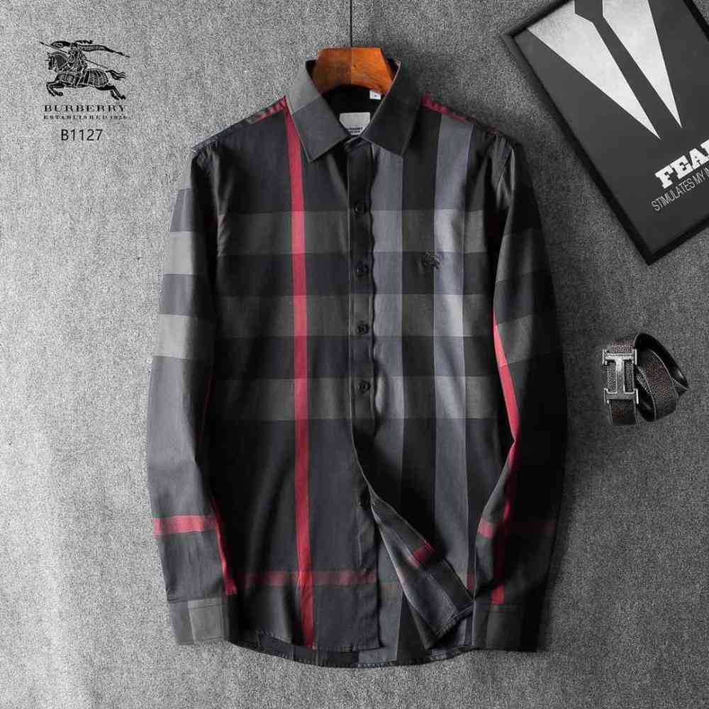 Black Burberry Checked Grey Premium Shirt