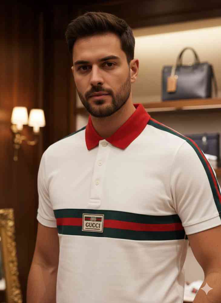 Gucci White Premium Quality Polo T-shirt-thumb-1
