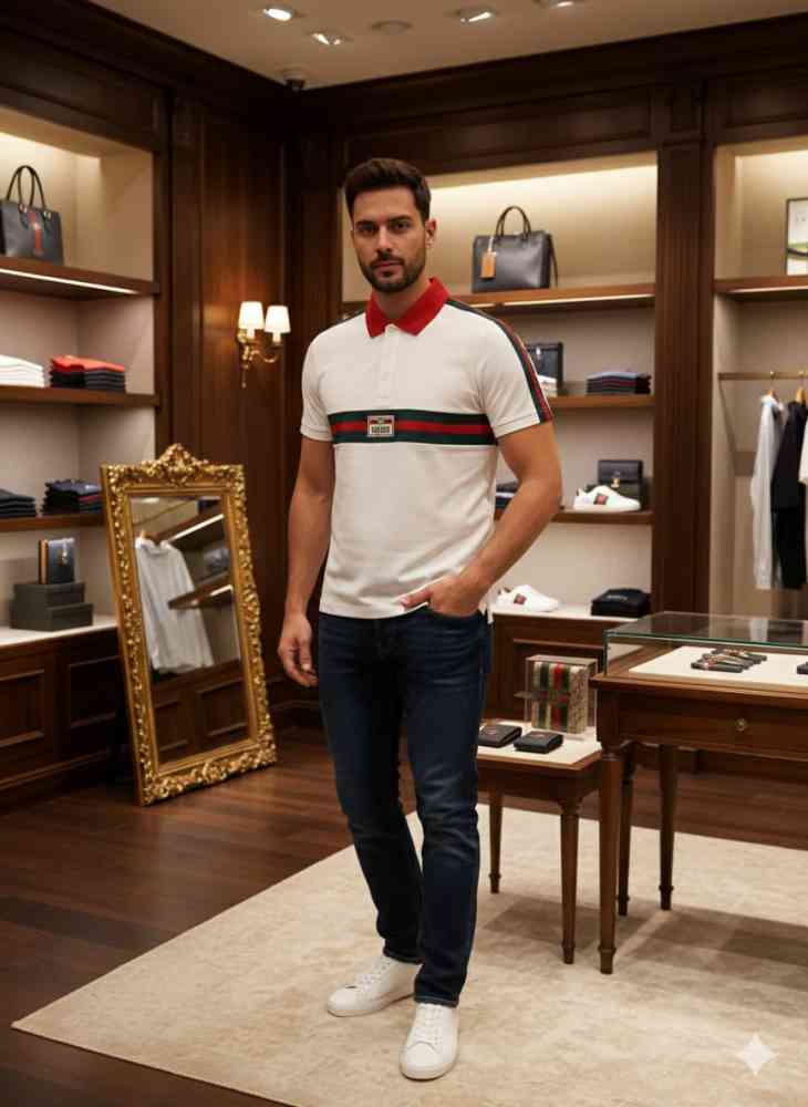 Gucci White Premium Quality Polo T-shirt-thumb-0
