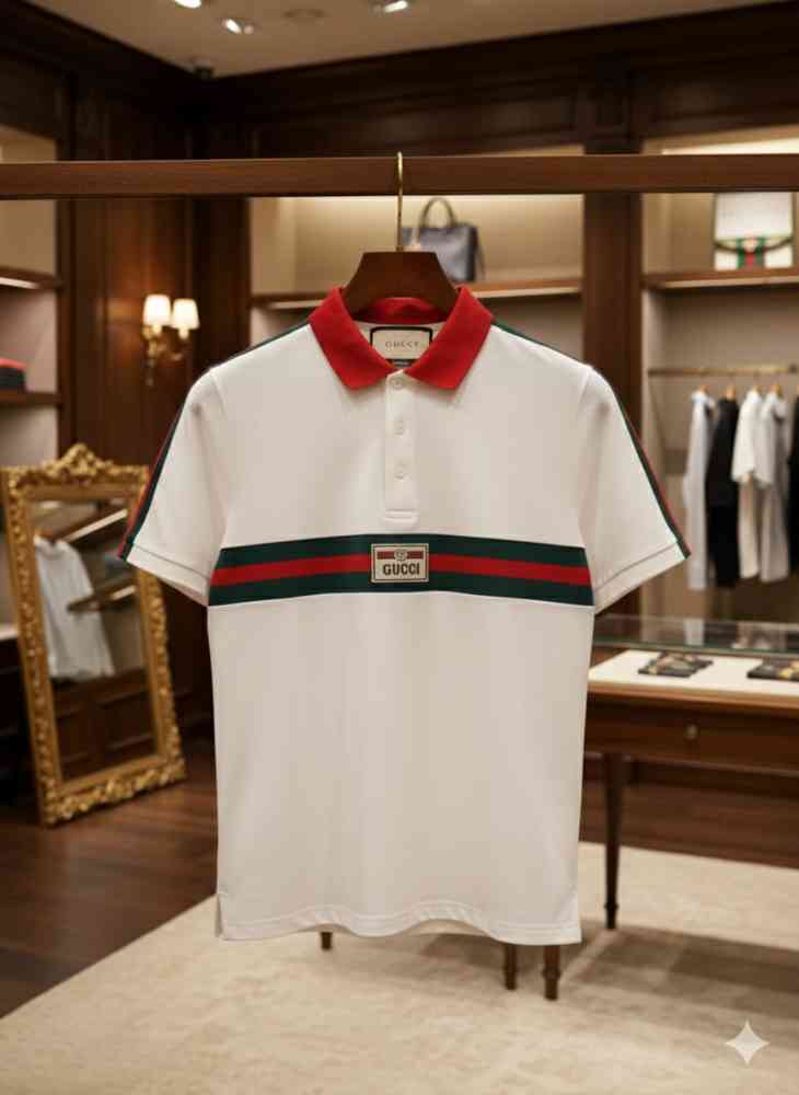 Gucci White Premium Quality Polo T-shirt-thumb-2