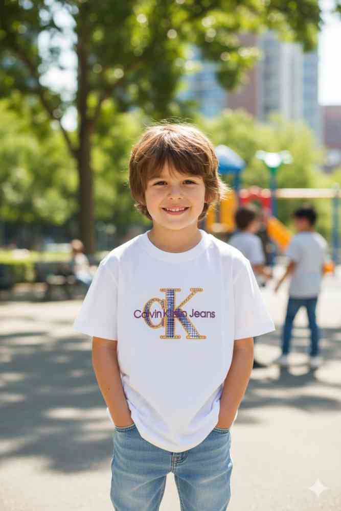 Calvin Klein Print White Kids T-shirt-thumb-0