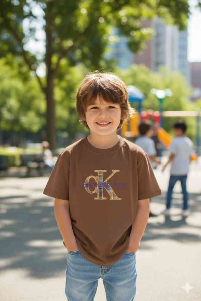 Brown Calvin Klein Print White Kids T-shirt