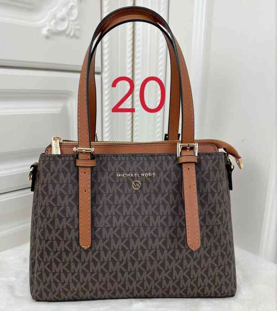 Michael Kors Voyager Medium Logo Brown Tote Bag-thumb-0